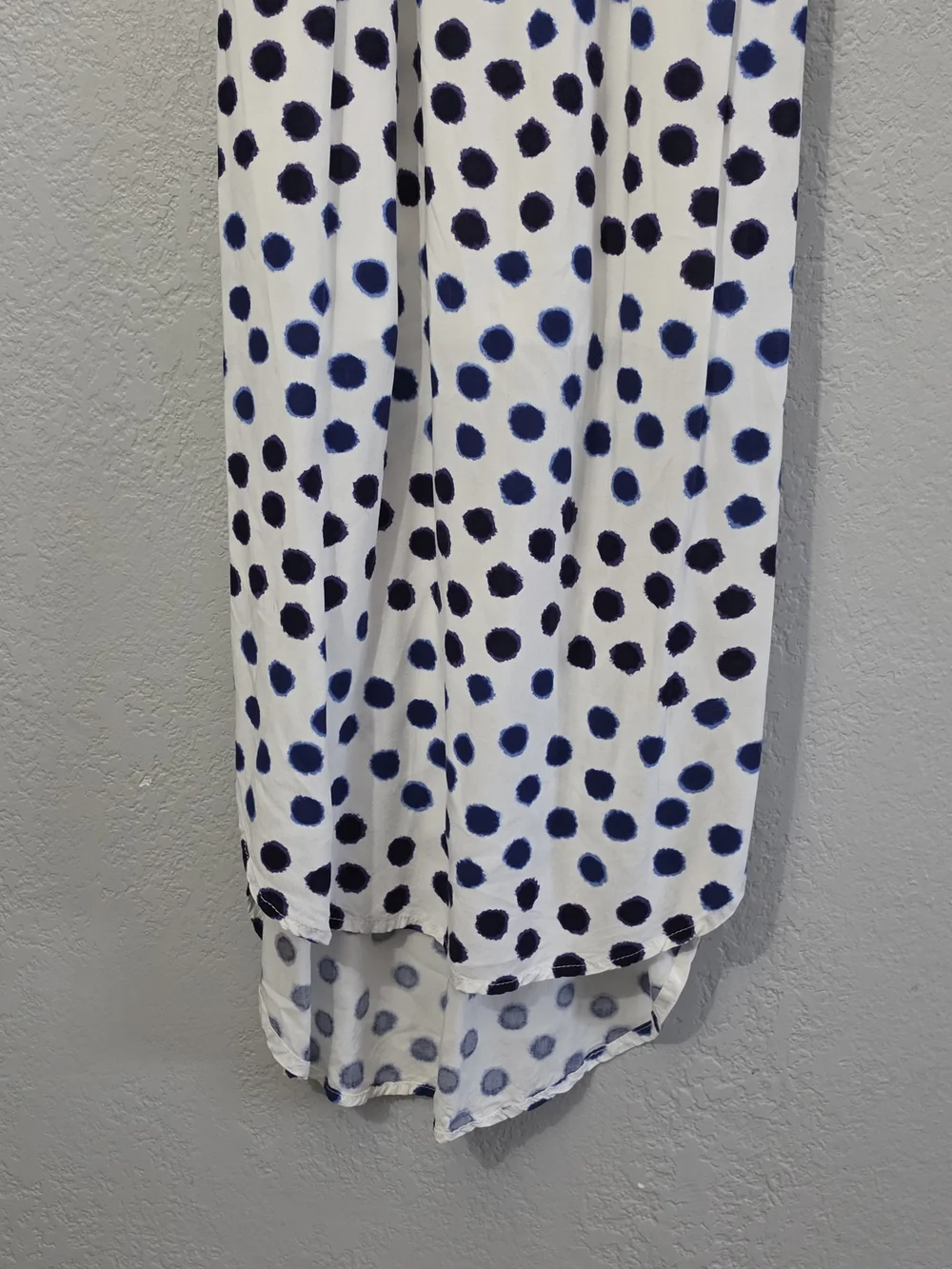 Old Navy White Maxi Dress Watercolor Style Blue Polka Dots Flowy Women XS - Picture 5 of 11